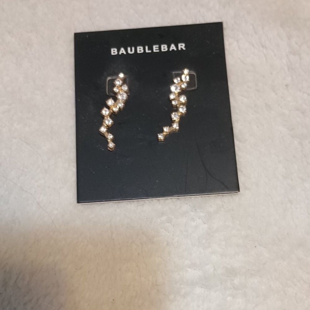 BaubleBar Gold Climbing Earrings with Crystal Accents